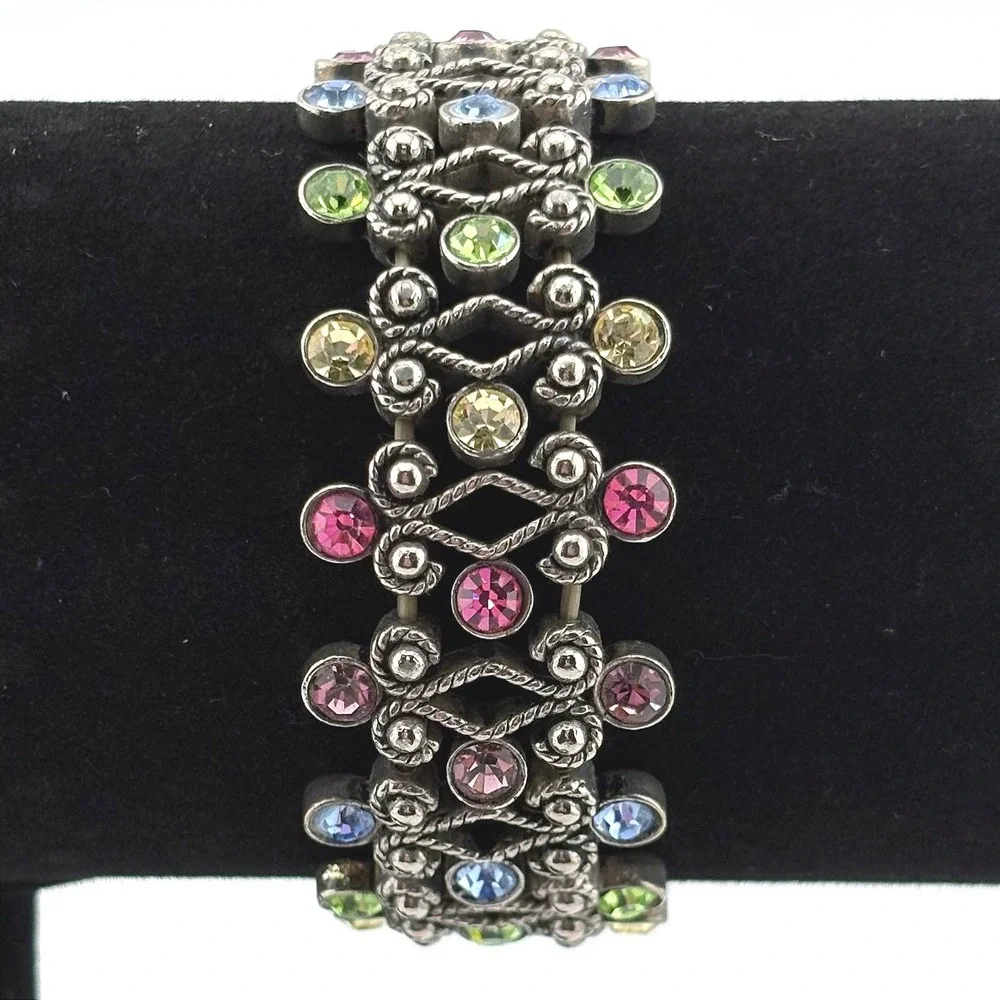 Vintage‎ Joan Rivers Aurora Borealis Stretch Bracelet Crystal Ornate